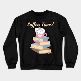 Coffee Time Cat Crewneck Sweatshirt